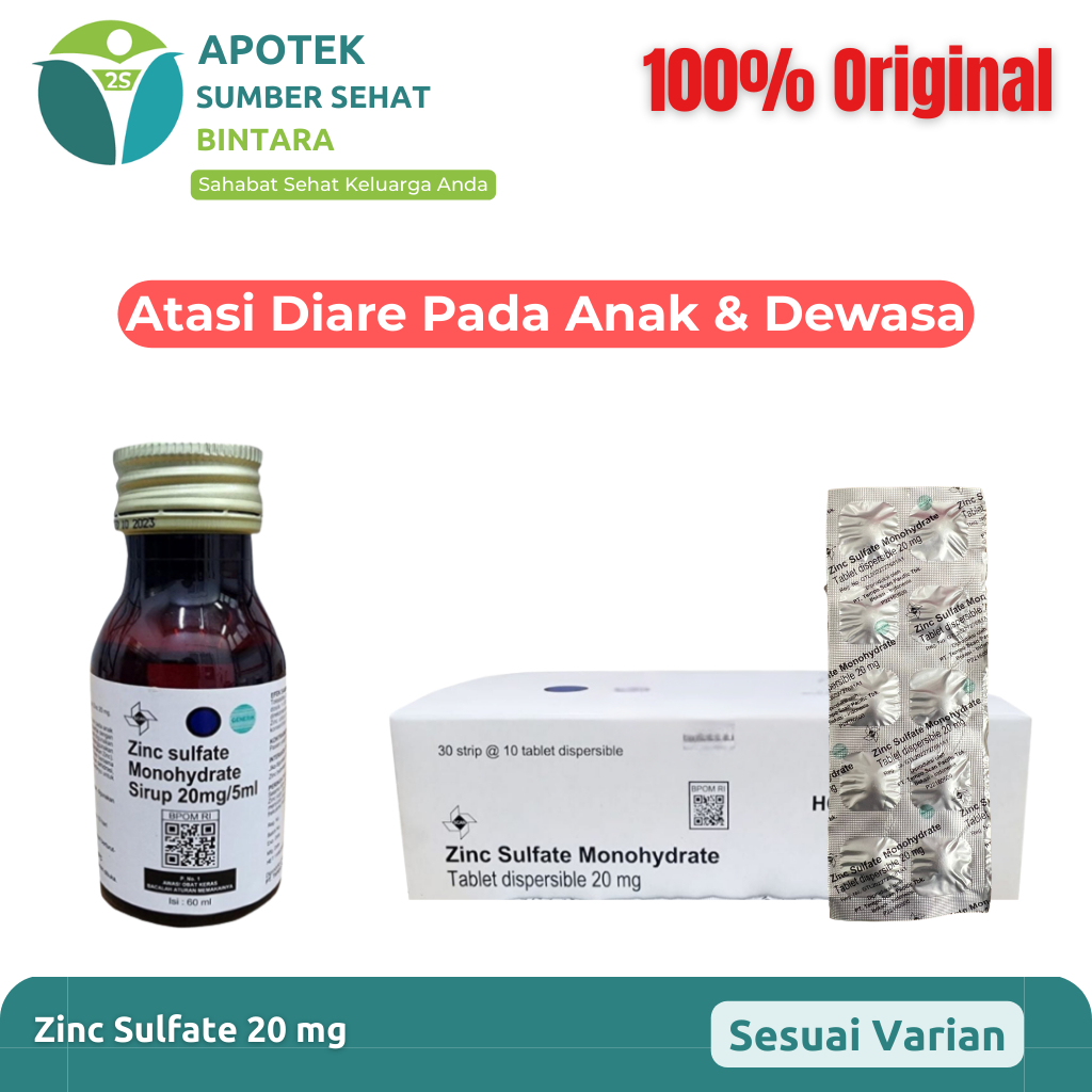 Zinc Sulfate 20 mg Sirup | Tablet – Suplemen Zinc untuk Diare