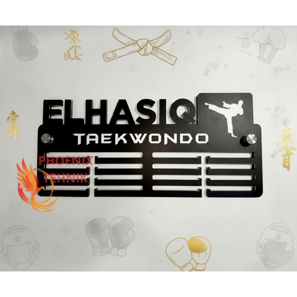 Tempat Medali Gold Black Cabang Olahraga Taekwondo & Karate Custom Nama / Gantungan Medali Medal