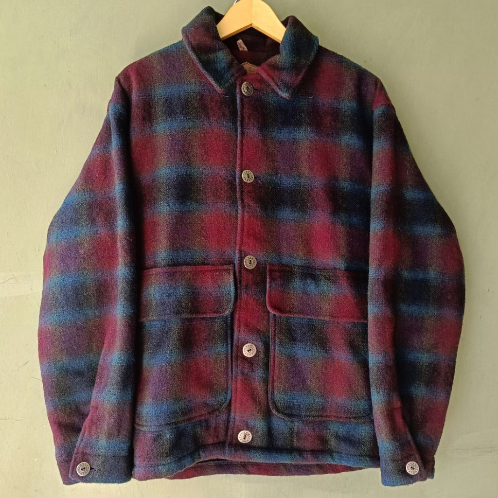 VETERANO WOOLRICH MADE IN USA TARTAN VETERANO WOOL OUTER WOOL FLANEL WOOL JAKET OUTER