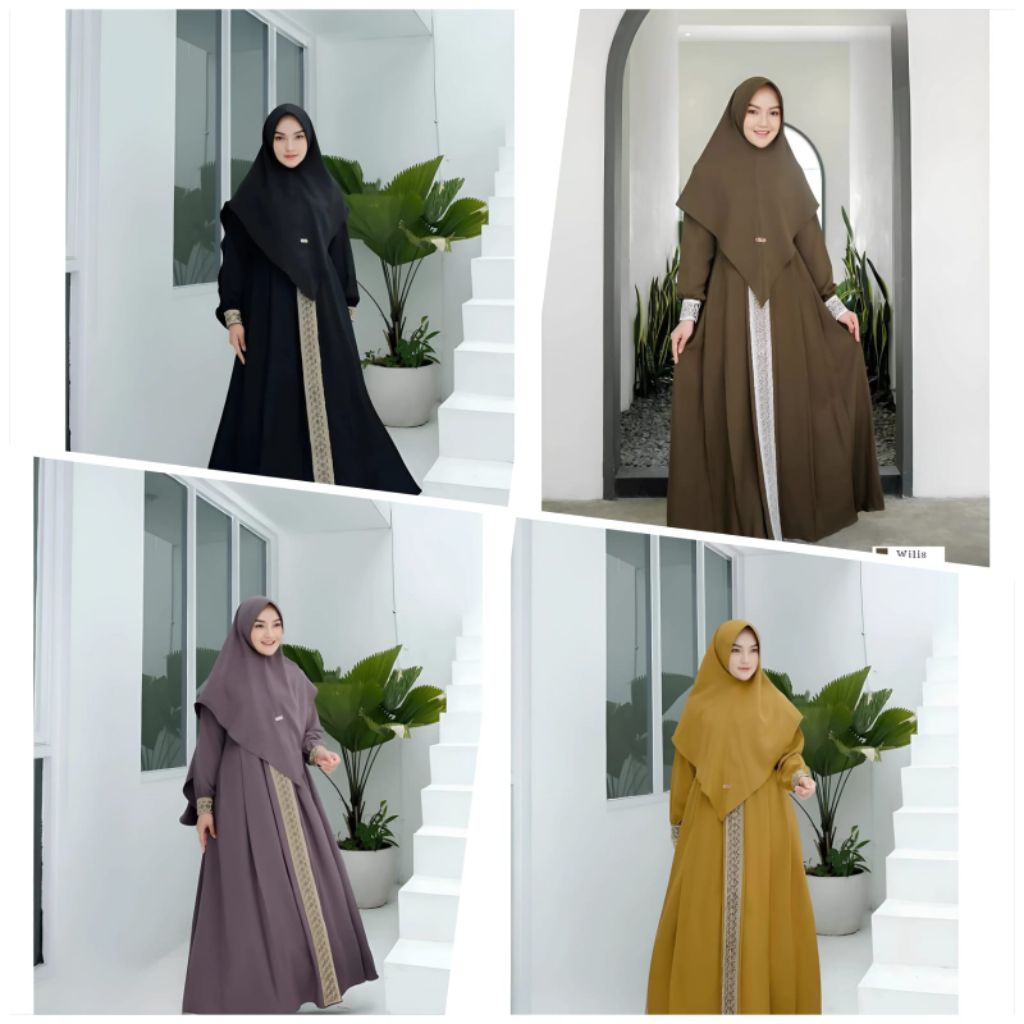 GAMIS WANITA BAJU LEBARAN //GROSIR KEKINIAN GAMIS ABAYA MUSLIM TERLARIS GARIS BORDIR