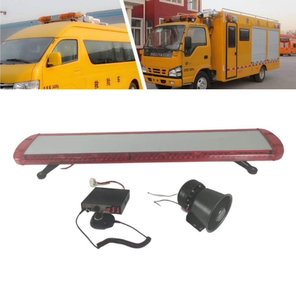 (LAMPU+TOA+AMPLI) Rotary Lamp Lampu Rotator LED Sirine Light Bar 120cm Flash LED Rotari Mobil (80160