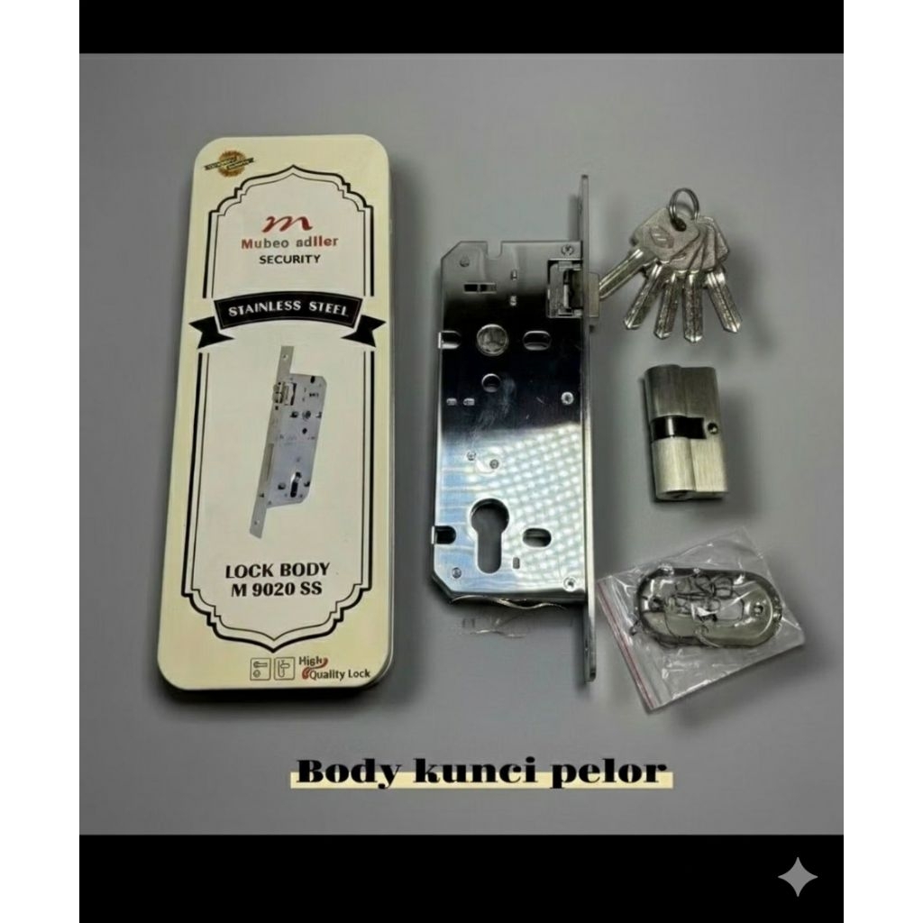 Muller Body Kunci Pelor M9020 SS Stainless Steel Set Komplit dengan Kunci Pelor dan Body Kunci MULLE