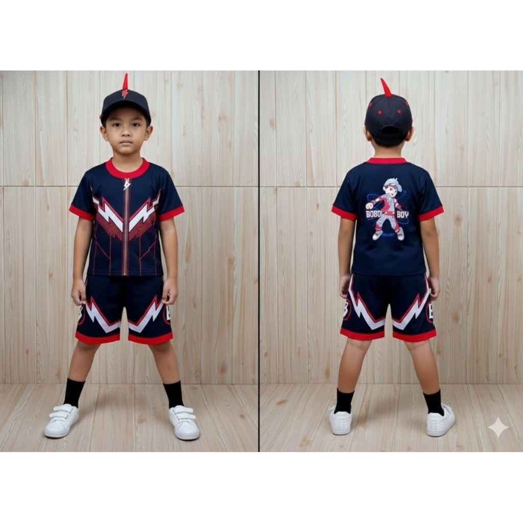 SETELAN ANAK KOSTUM BOBOIBOY GEMPA TERBARU / TOPI BOBOIBOY GEMPA