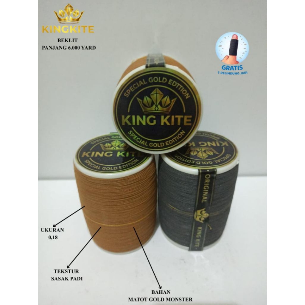 Gelasan Matot KINGKITE GOLD 6000 yard bahan Gold Import