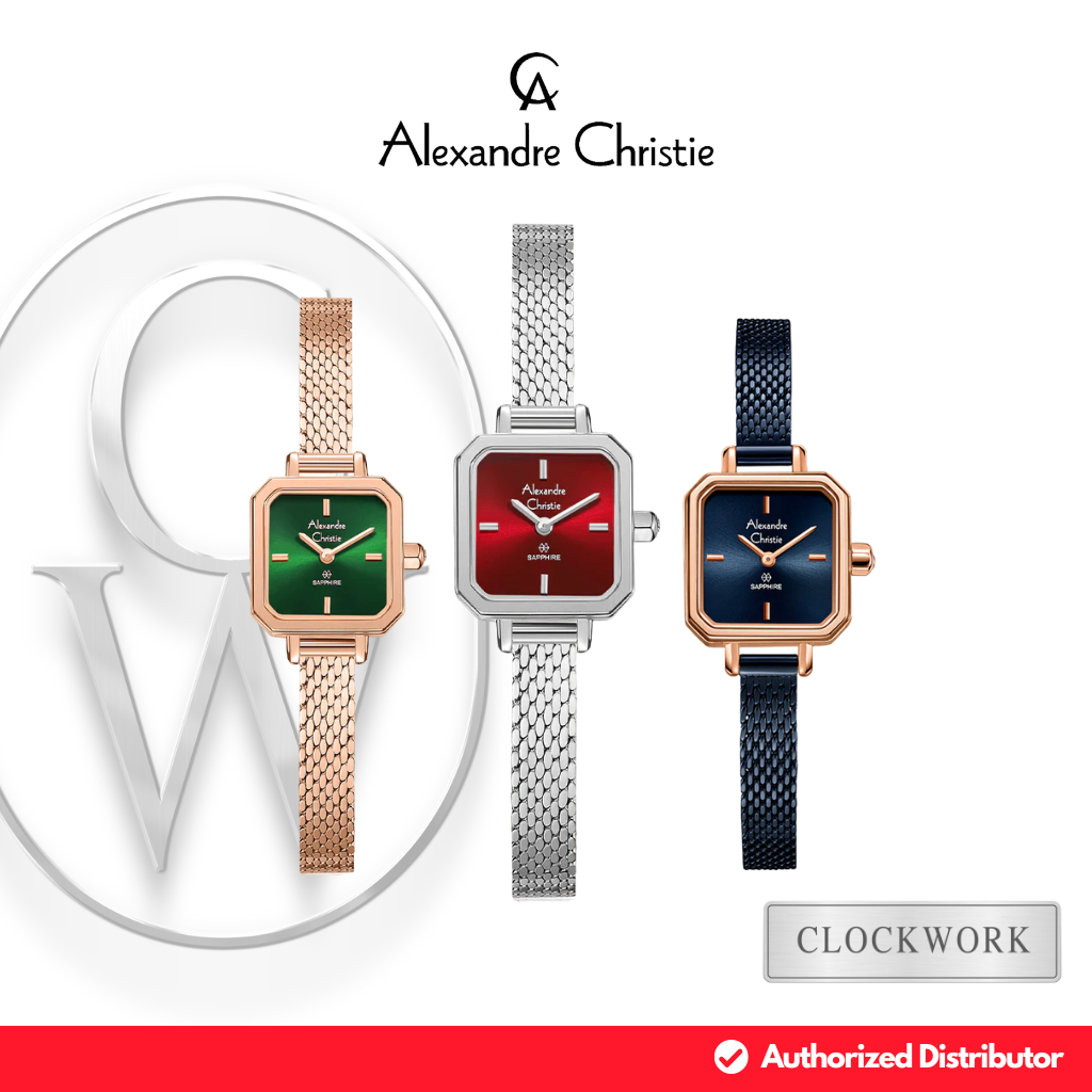Jam Tangan Wanita Alexandre Christie Sapphire AC 2B36 LHB Rantai Pasir / Mesh Strap Mini Petite