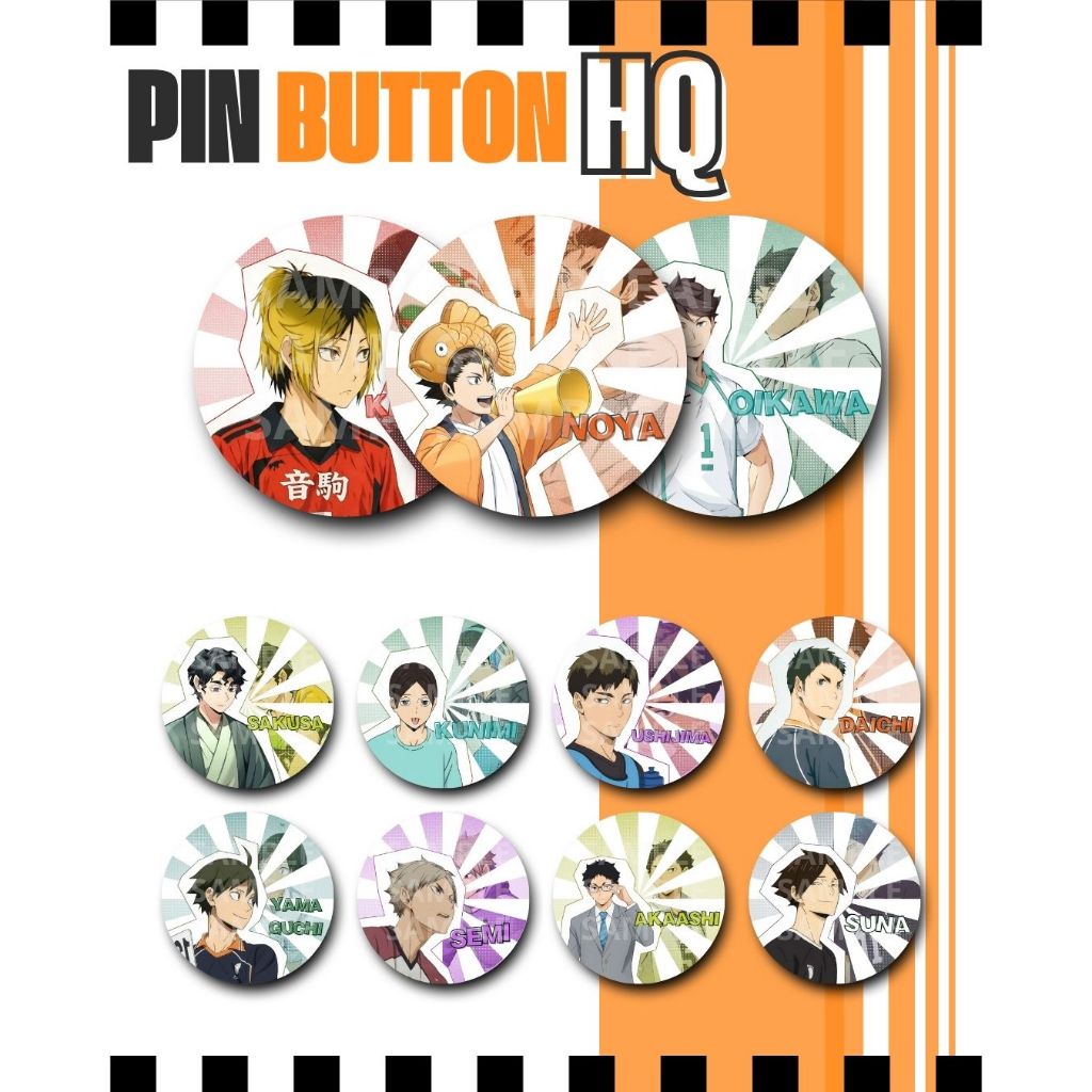 Pin Button Anime Haikyuu Pin badge HQ / Pin Peniti kageyma shoyo oikawa atsumu osamu bokugou nishino