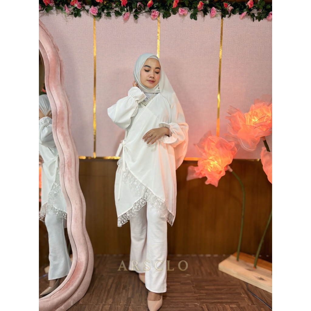 Alesha Set Tunik Syari Putih Premium
