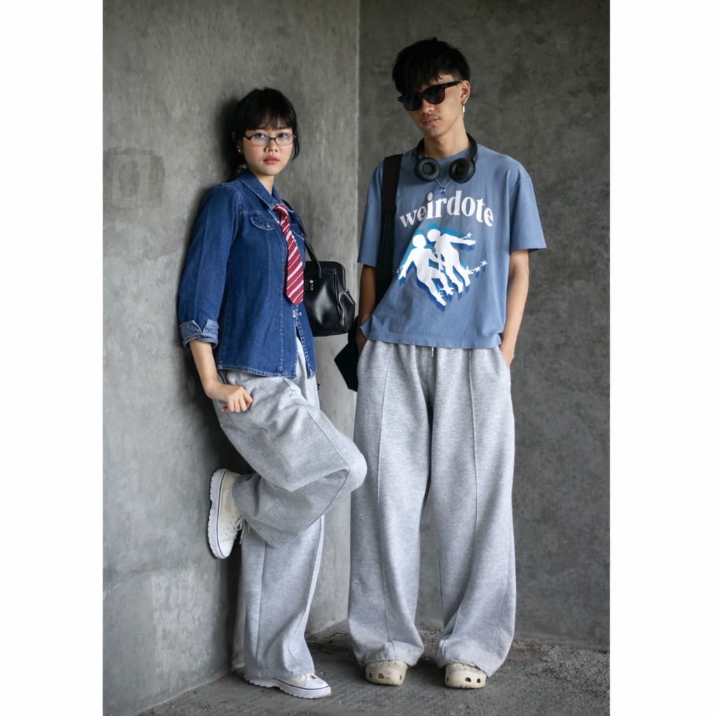 ikooya - Baggy Sweetpants Loosepants Cotton Fleece 330GSM