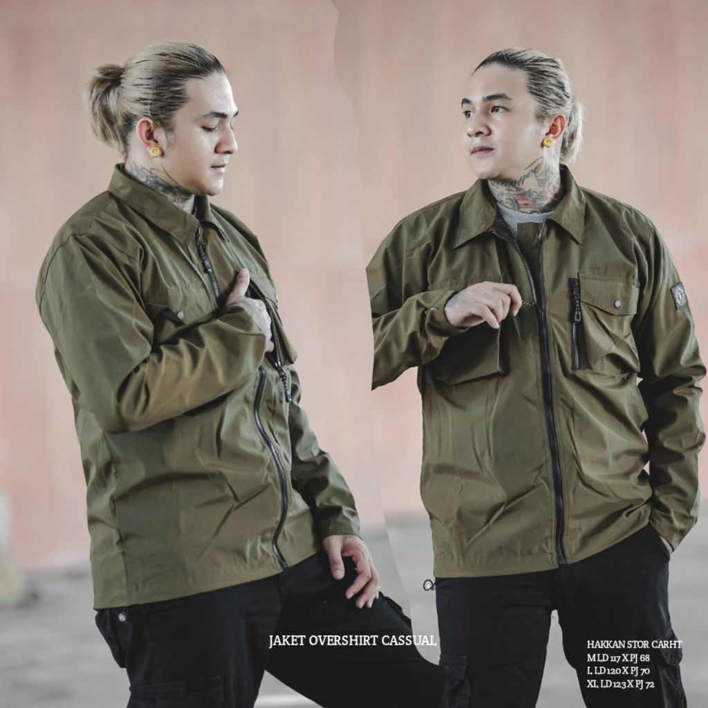 HAKKAN STORE- JACKET OVERSHIRT OVS INDIGO - GREEN ARMY