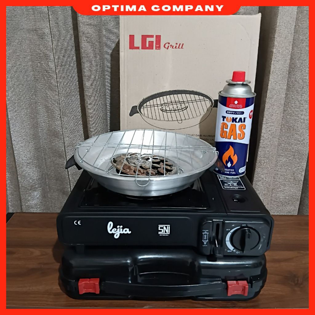 Paket Set Grill Sate Bbq Kompor Portable + Gas Portable + Grill Sate Bbq Praktis Hemat