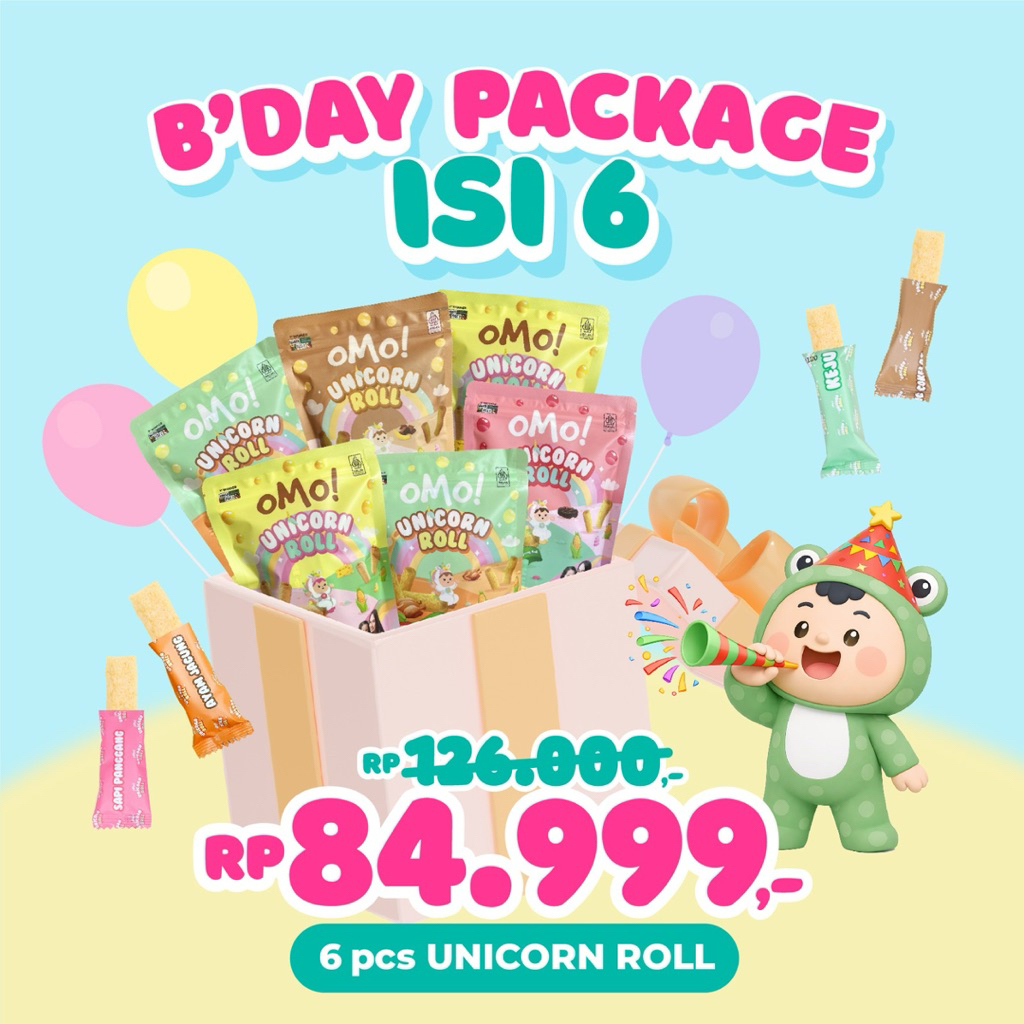 [PAKET ULTAH]OMO UNICORN ROLL VARIAN RANDOM/ CEMILAN ANAK /SNACK ANAK SEHAT/HAMPERS ULTAH SEHAT