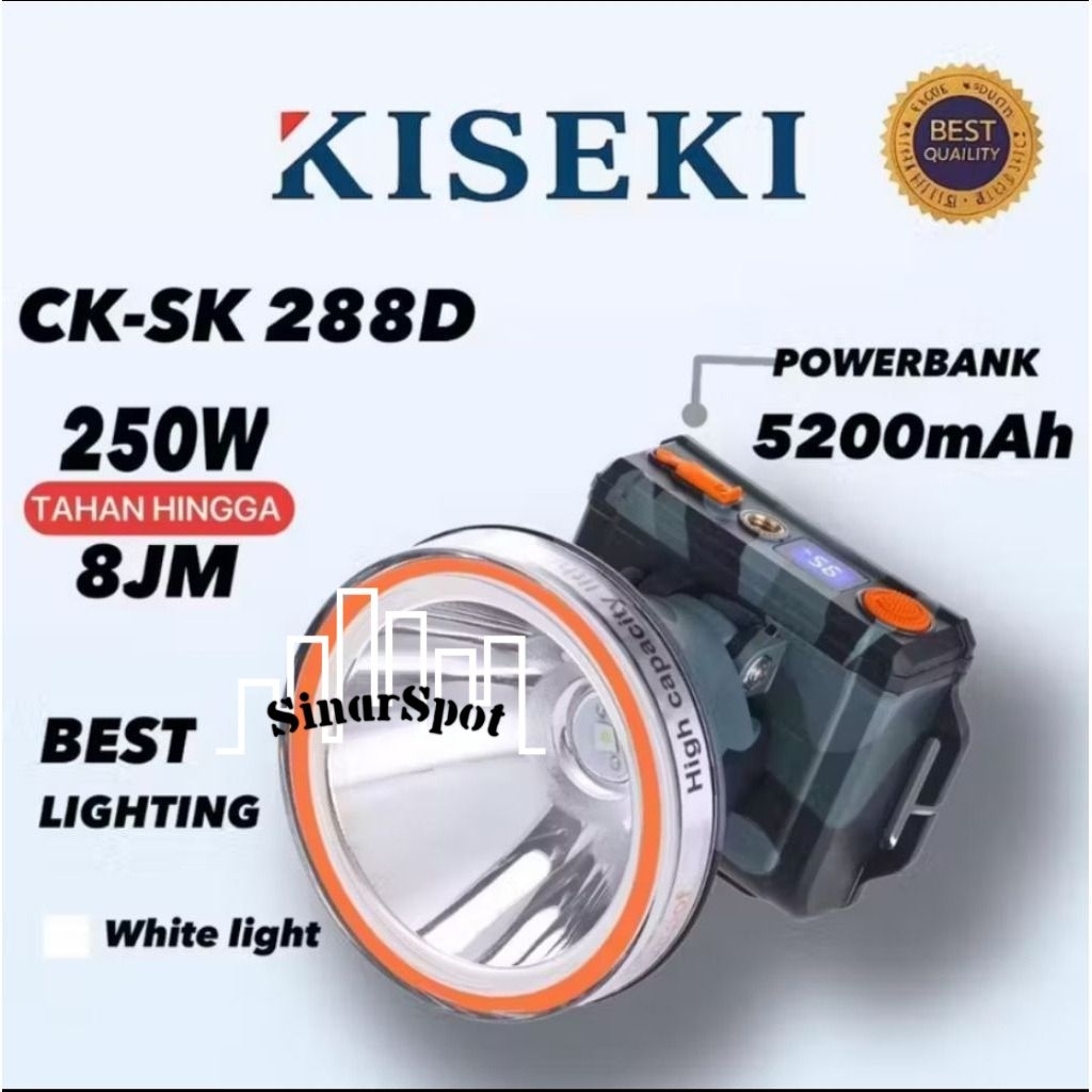 KISEKI, senter kepala KISEKI CK-SK288D 250 WATT dengan cahaya putih