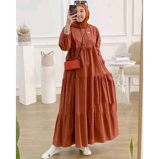 Gamis Polos Susun Rempel Rayon Premium Kirania