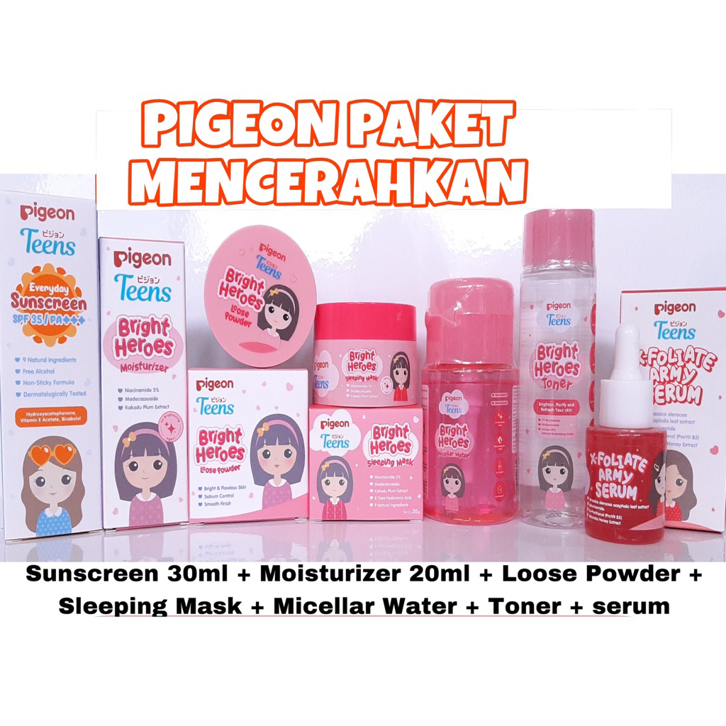 PIGEON PAKET SKINCARE REMAJA - Pigeon paket Lengkap Skincare Bright Heroes