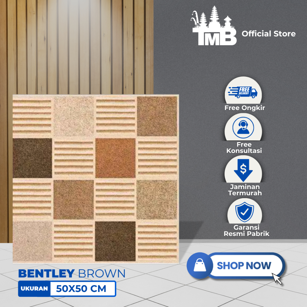 Keramik Lantai Centro Bentley Brown/Grey 50x50 Rekomendasi Teras Rumah