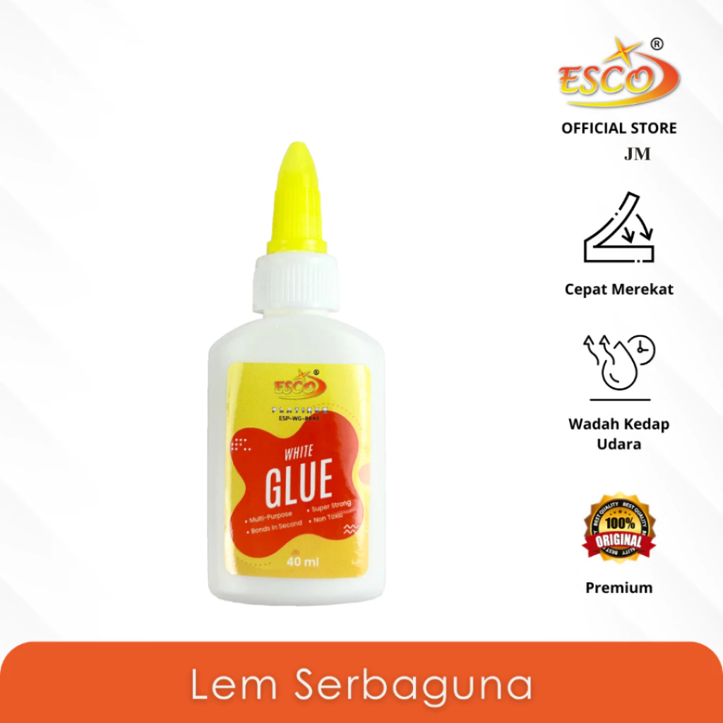 Esco Platinum White Glue - Lem Putih Serbaguna 40 ml (ESP-WG-8840) JM