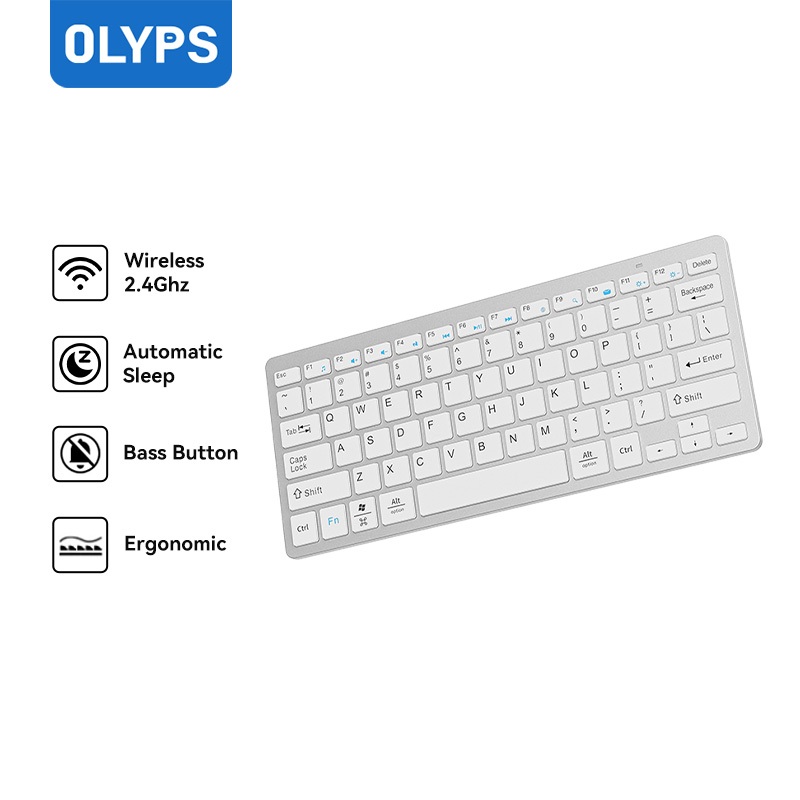 OLYPS Keyboard Wireless 2.4Ghz Portabel 78 Keys Mini Tipis Keyboard Laptop for Tablet Komputer