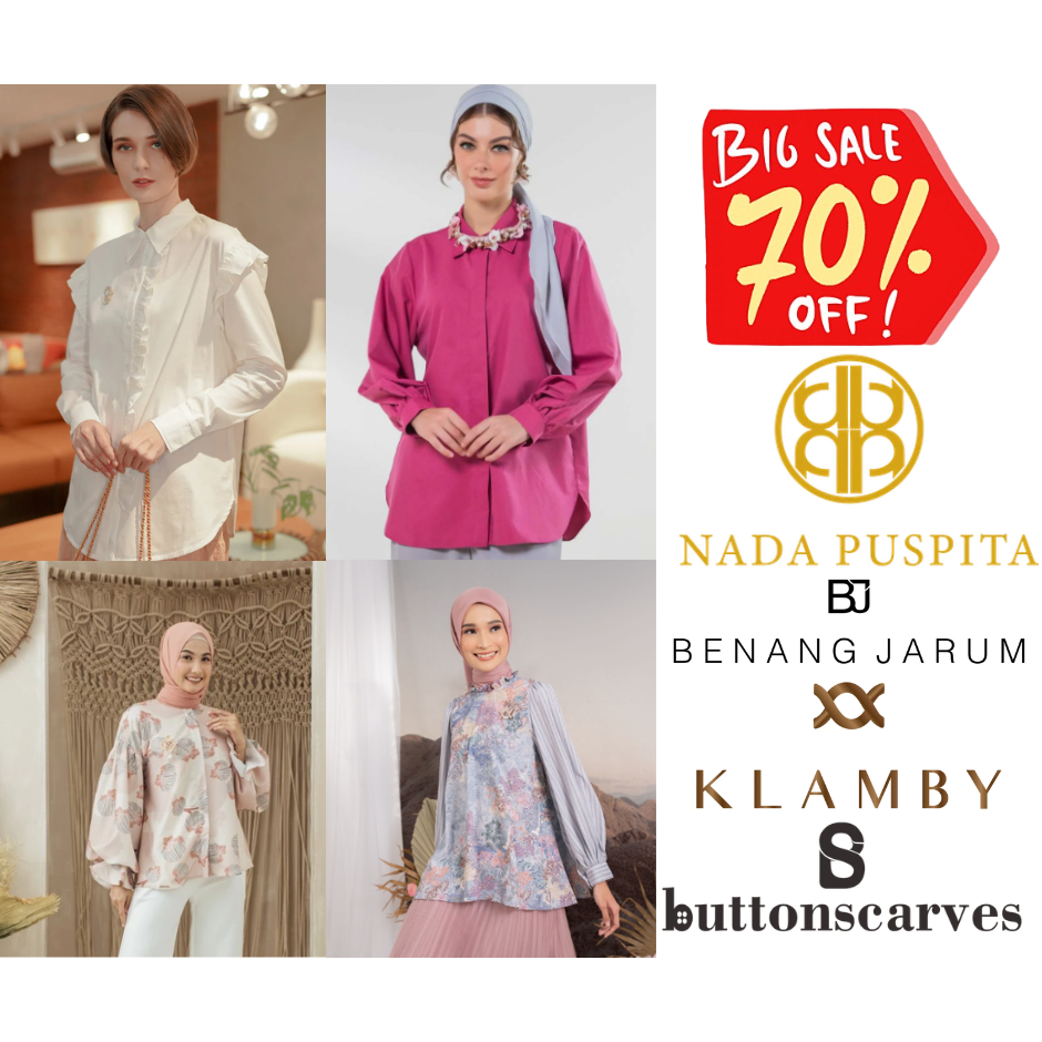 Blouse Muslimah Sale Branded Wearing Klamby Buttonscarves Benang Jarum | Atasan Wanita Premium Murah