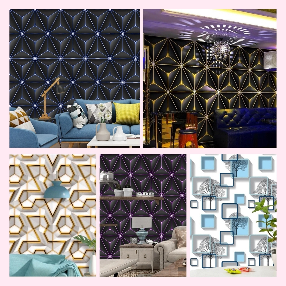 Wallpaper Dinding Ruang Tamu Minimalis Wallpaper Kamar Tidur 3D Stiker Motif Berlian Geometris Mewah