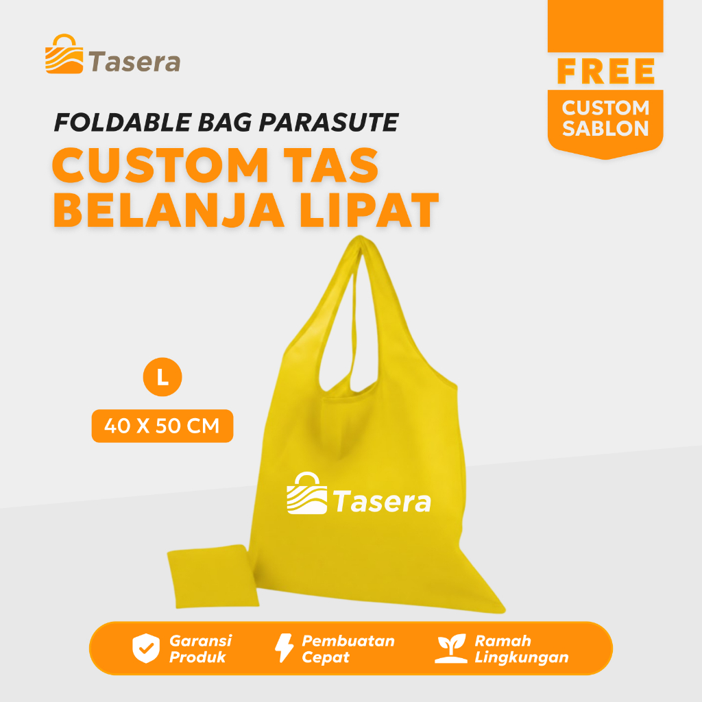 Shopping Bag Custom Tas Belanja Lipat Totebag Lipat Size Large 40 x 50 | Tas Lipat Parasut