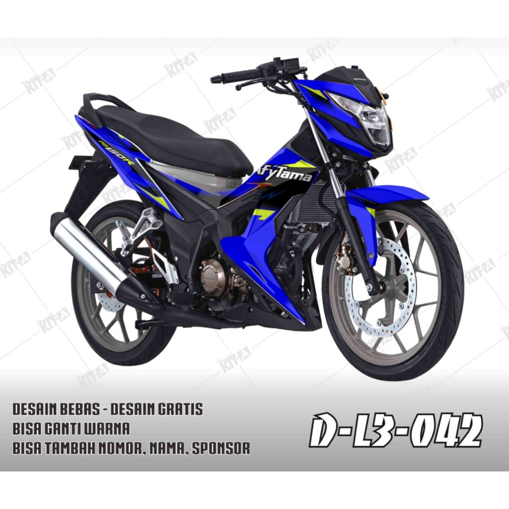 Decal Stiker Honda Sonic Dekal Variasi Sticker Striping Custom FullBody biru hitam simple