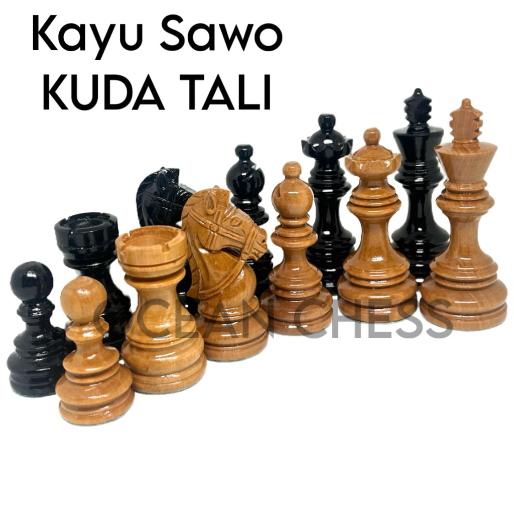 Bidak Catur Kayu Sawo model KUDA TALI GLOSS