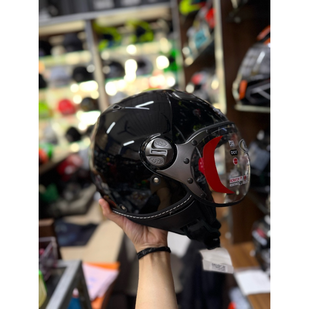 Helm KYT Elsico Solid Hitam Glosi Black Glossy