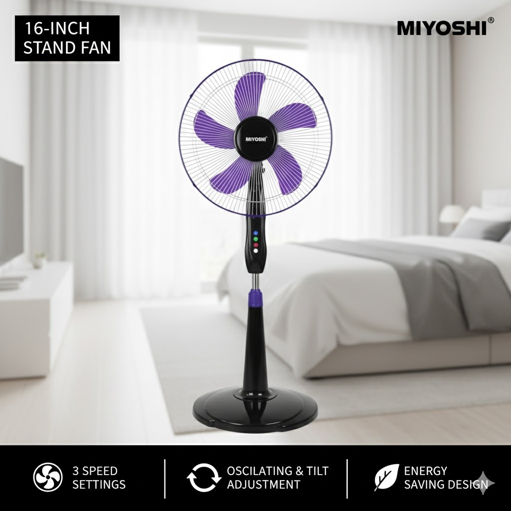 Stand Fan Miyoshi 1603 - Kipas Angin Berdiri 16 In Murah Berkualitas