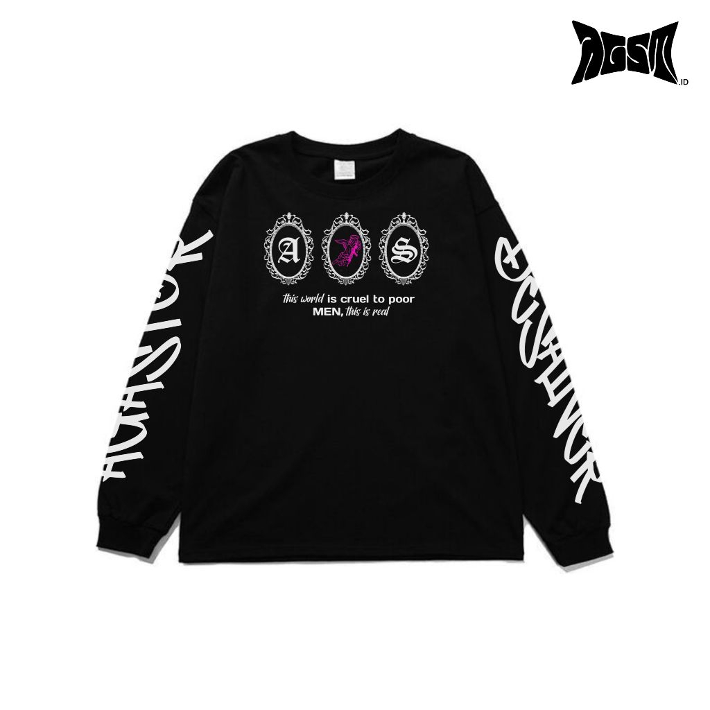 AGASTOR.ID | T-shirt Boxy Longsleeve Men And Women Color T-shirt Black A&S