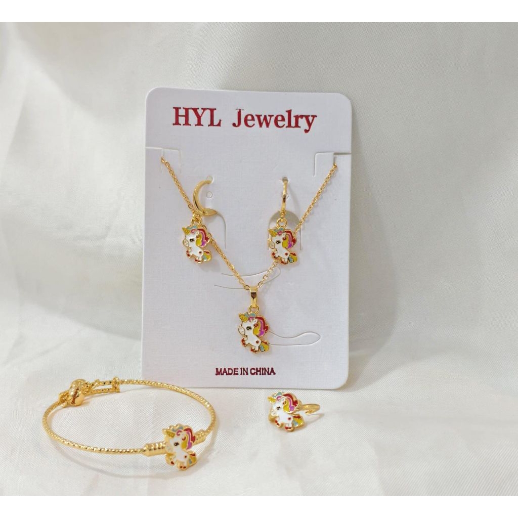 PERHIASAN SET ANAK TITANIUM KUDA PONY PUTIH BANGLE TITANIUM TIDAK LUNTUR [0206]