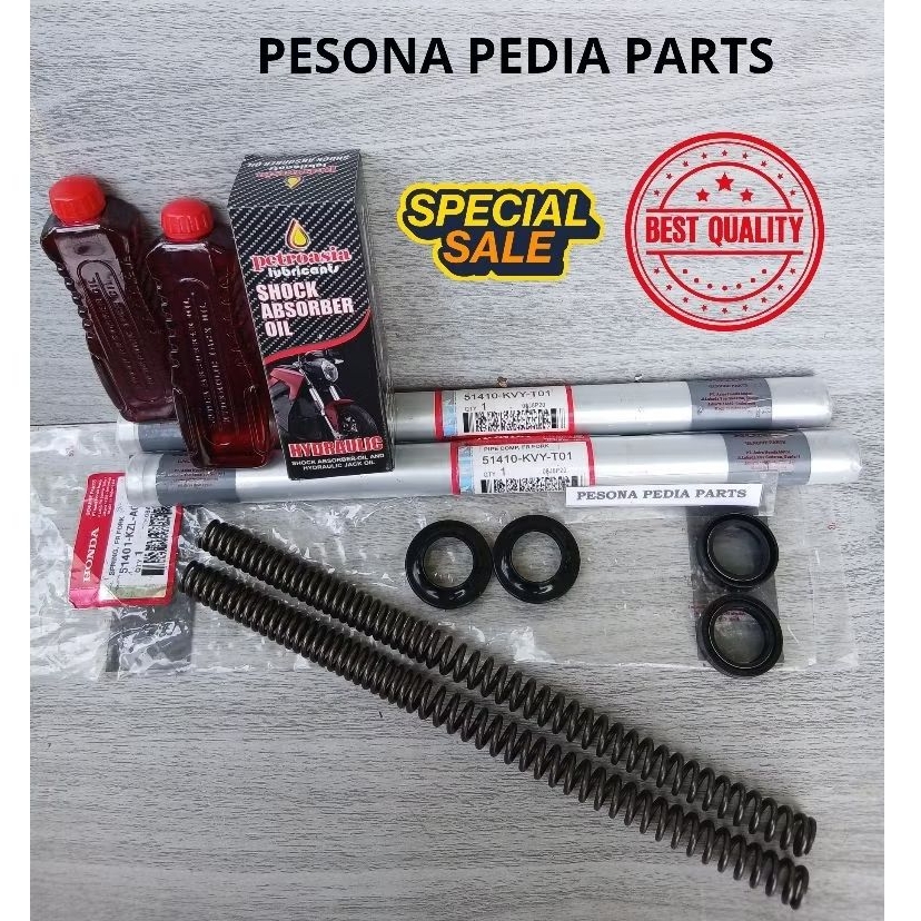 As shock depan kVY + seal shock + seal tutup + per shock + oli shock vario 110, beat karbu, scoopy, 