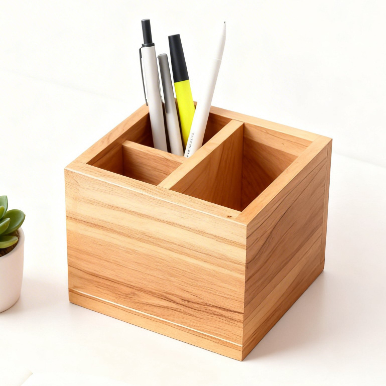 Kotak Pensil Kayu Pinus Tempat Pensil Pulpen Alat Tulis Meja Belajar Aesthetic