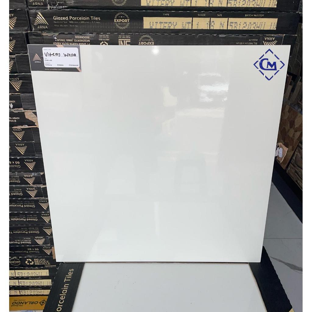 Granit Putih Polos 60x60 ARNA | Granit Lantai 60x60 White Minimalis Glossy