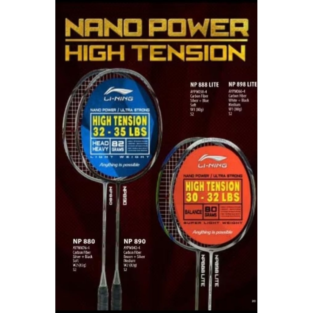 LI NING NANO POWER NP888 LITE TENSION 30-32 LBS