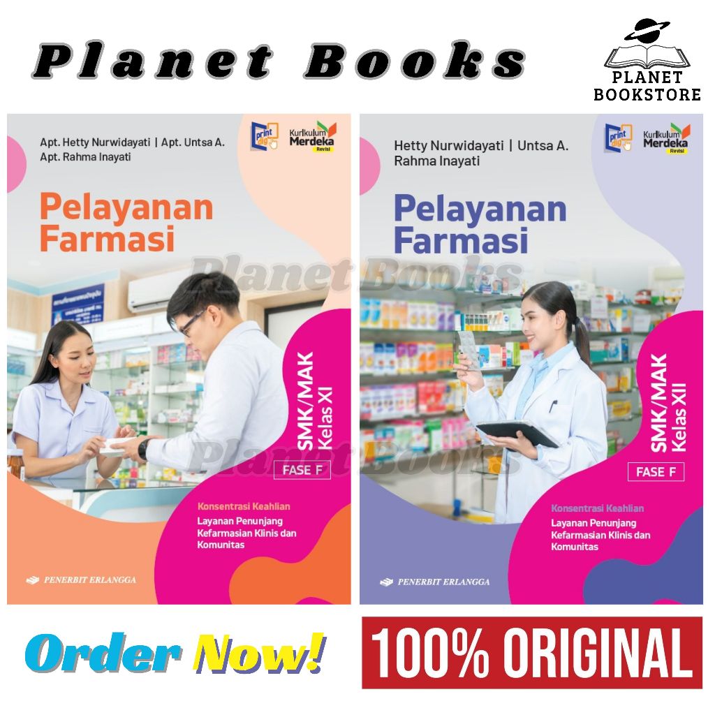 Buku SMK Pelayanan Farmasi Kelas 11,12 Atau 2,3 SMK/MAK Penerbit Erlangga Kurmer Revisi