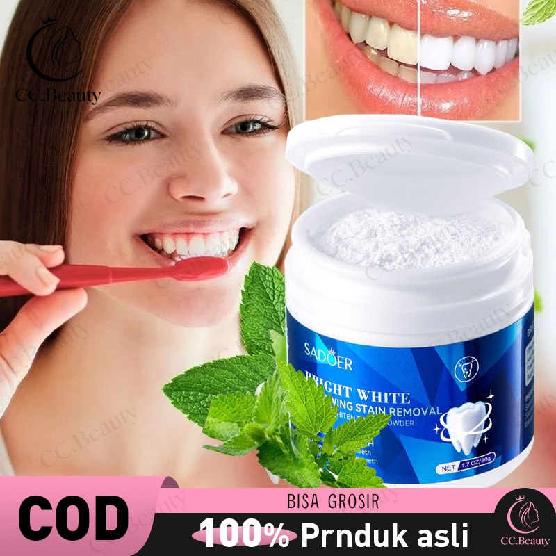 Teeth Whitening Powder Pemutih gigi 50g Penghilang karang gigi Memutihkan Gigi Kuning Membersihkan K