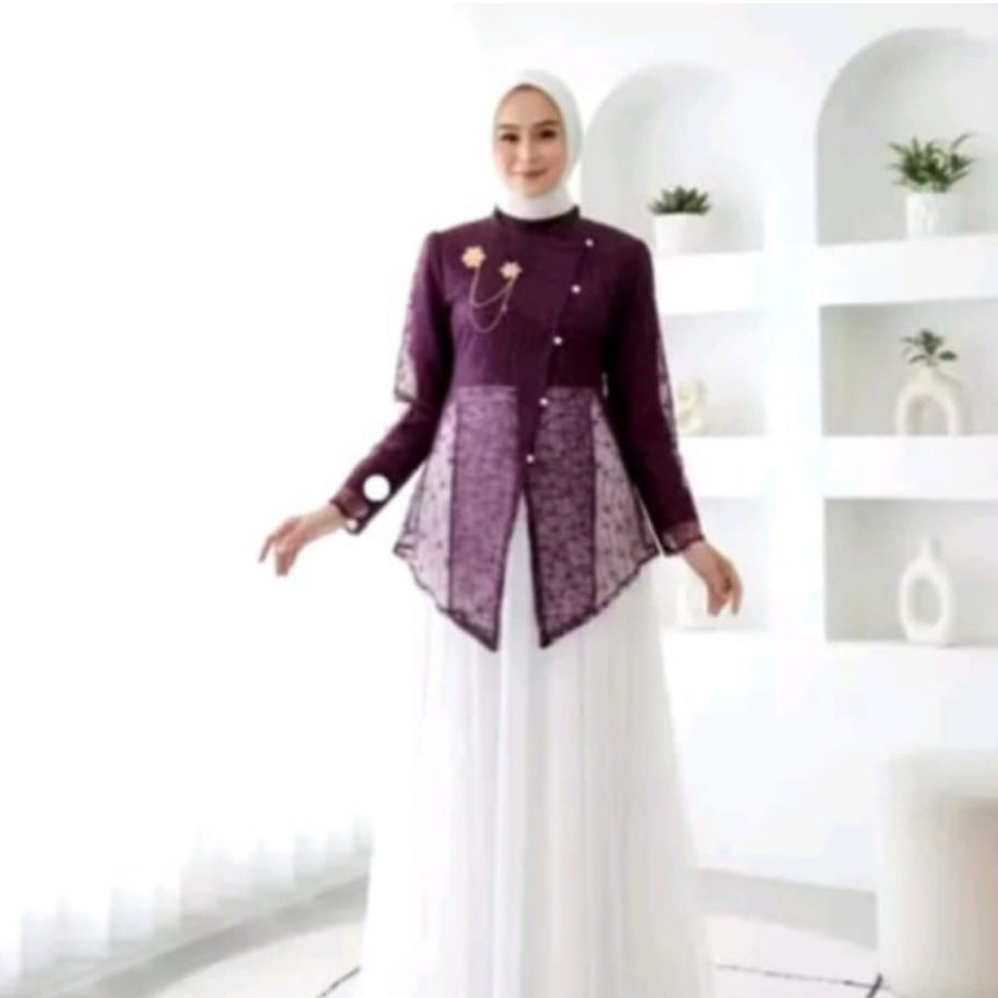 Sakura outer brokat kebaya janggan / outer tunik brokat modern / outer kebaya wisuda keondangan