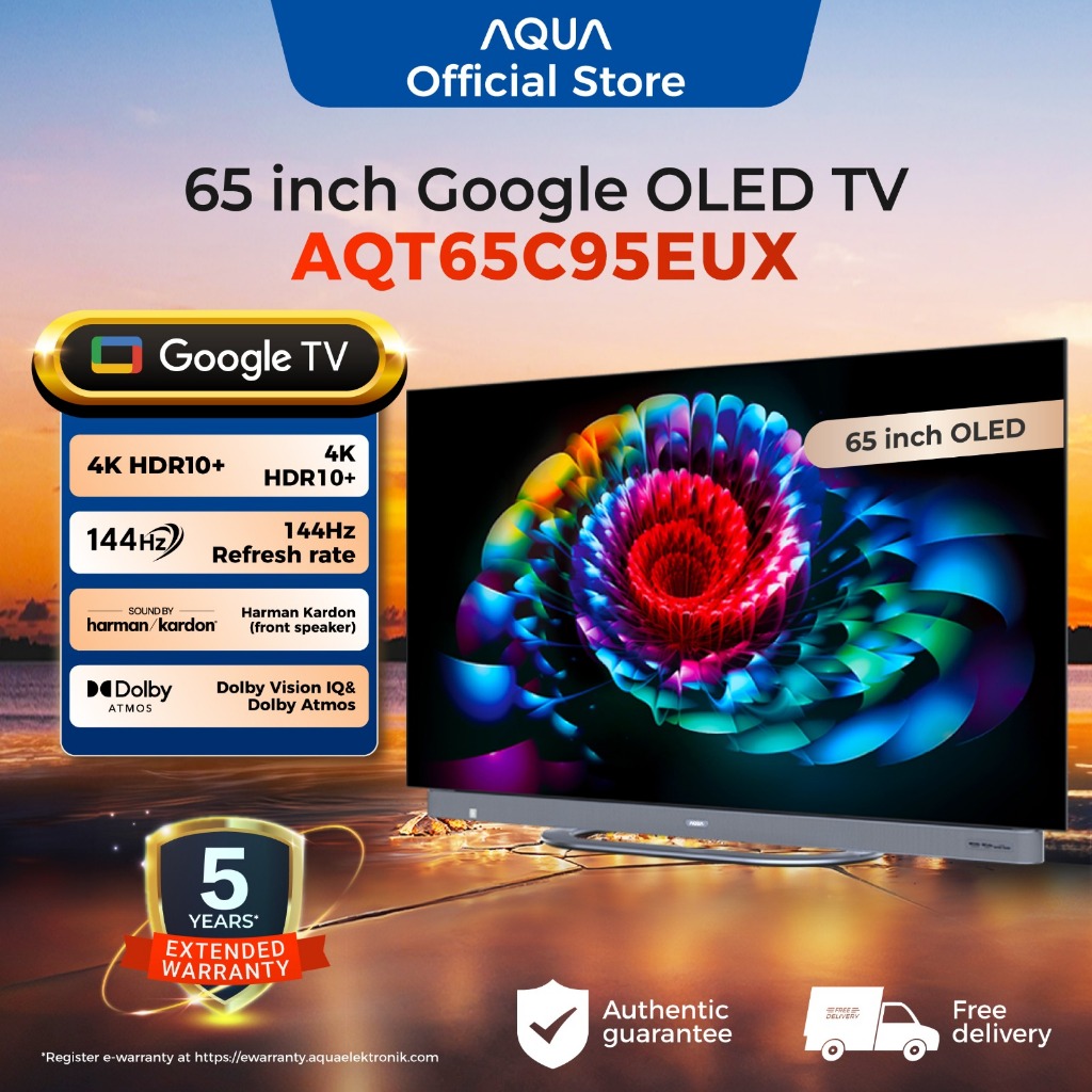AQUA Elektronik TV AQT65C95EUX-4K OLED-HDR 10+-Harman Kardon-Google TV - Dolby Vision & Atmos-144 Hz