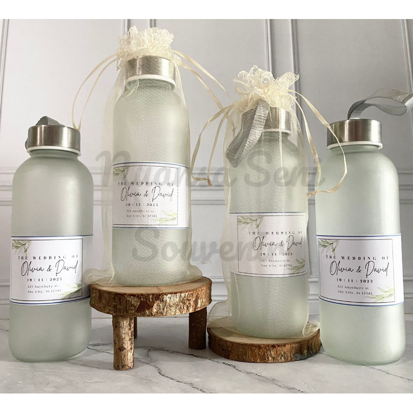 Botol Tumbler Minum Kaca Doff 420ml Termos Infused Water Kaca Botol Travel Beling Dof Polos