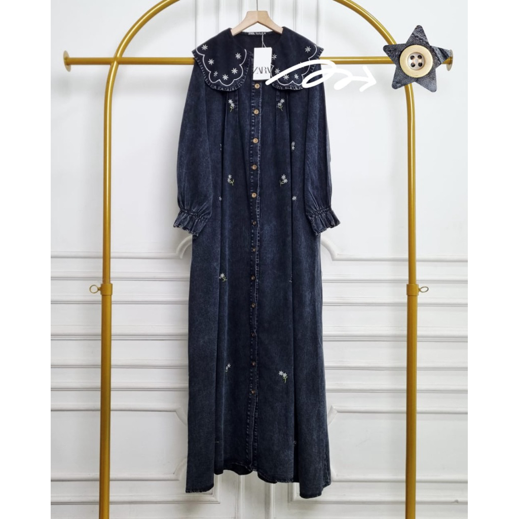gamis wanita jeans  bordir