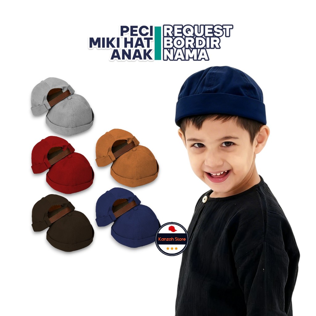PECI ANAK MIKIHAT REQUEST BORDIR NAMA - TOPI UAS - PECI NGAJI ANAK LAKI-LAKI