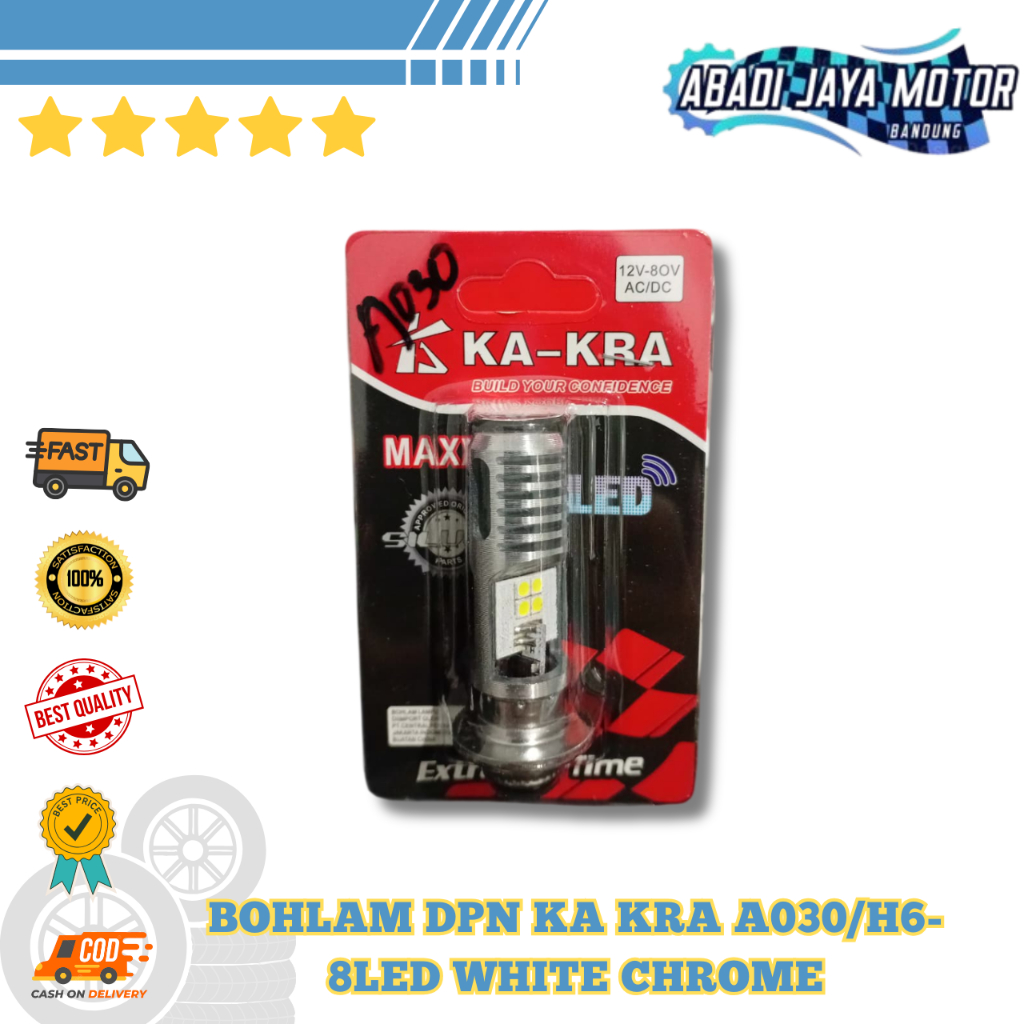 Bohlam depan Ka kra A030 H6 8 Led White Chrome