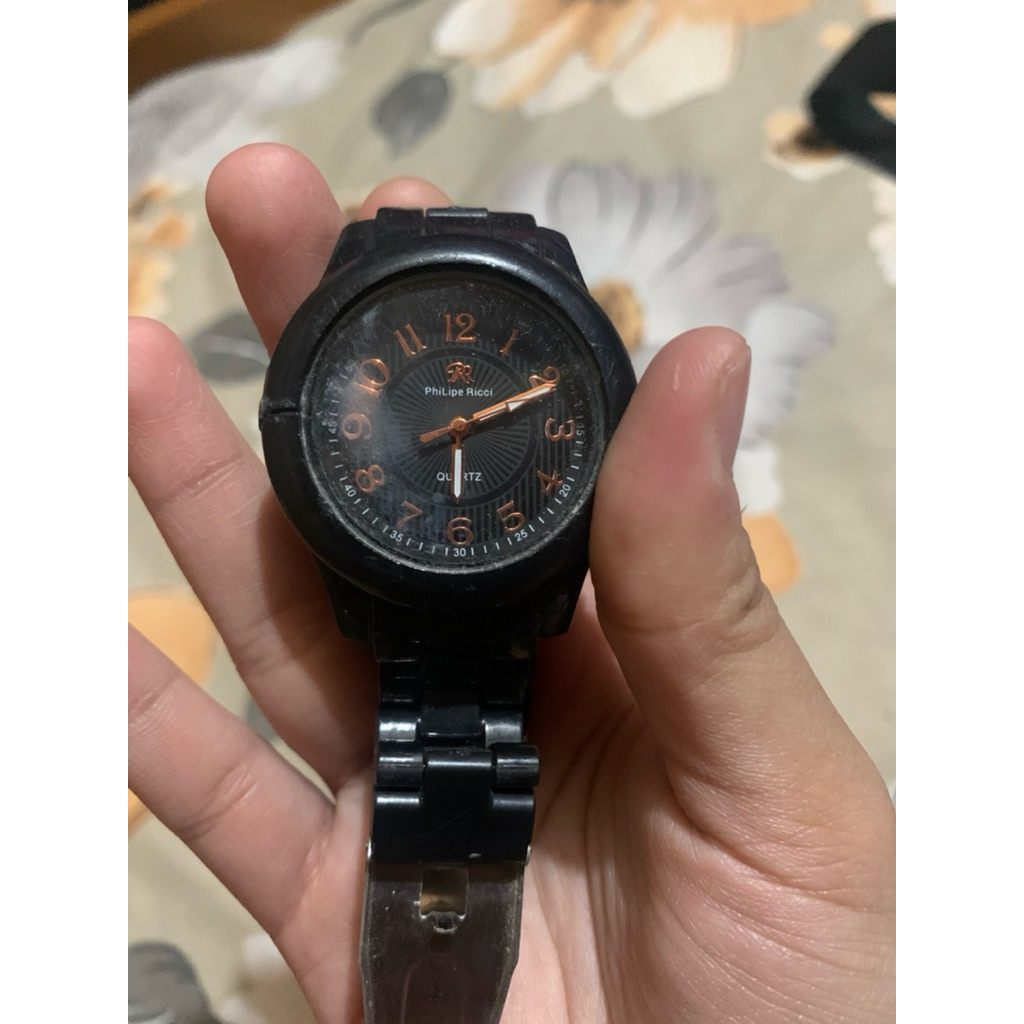 JAM TANGAN WANITA PRIA UNISEX HITAM PHILIPE RICCI