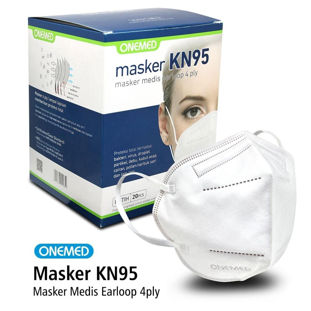 Masker KN95 Putih Hitam Onemed 4-Ply 20 Pcs BOX