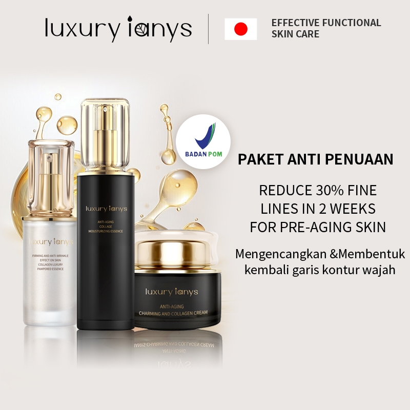 Luxury Ianys Paket Collagen Peptide Skincare Essence Cream Anti Aging Firming BPOM