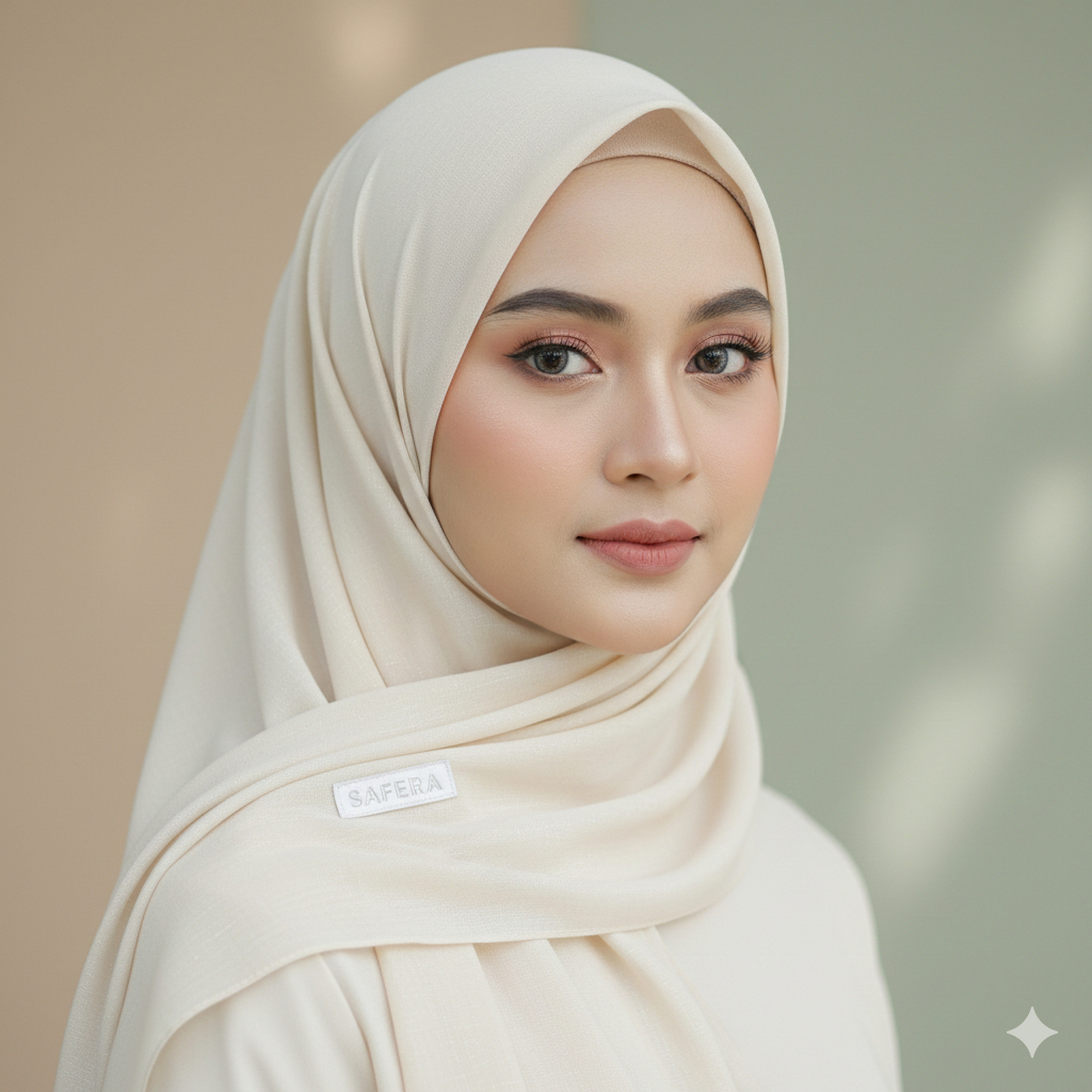 Safeera - Scarf Hijab Segiempat Arabian Syar'i - Ivory