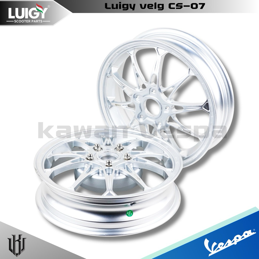 Luigy velg CS-07 Silver model Velg MK factory M10 untuk vespa Matic Sprint Primavera S125 LX GTS