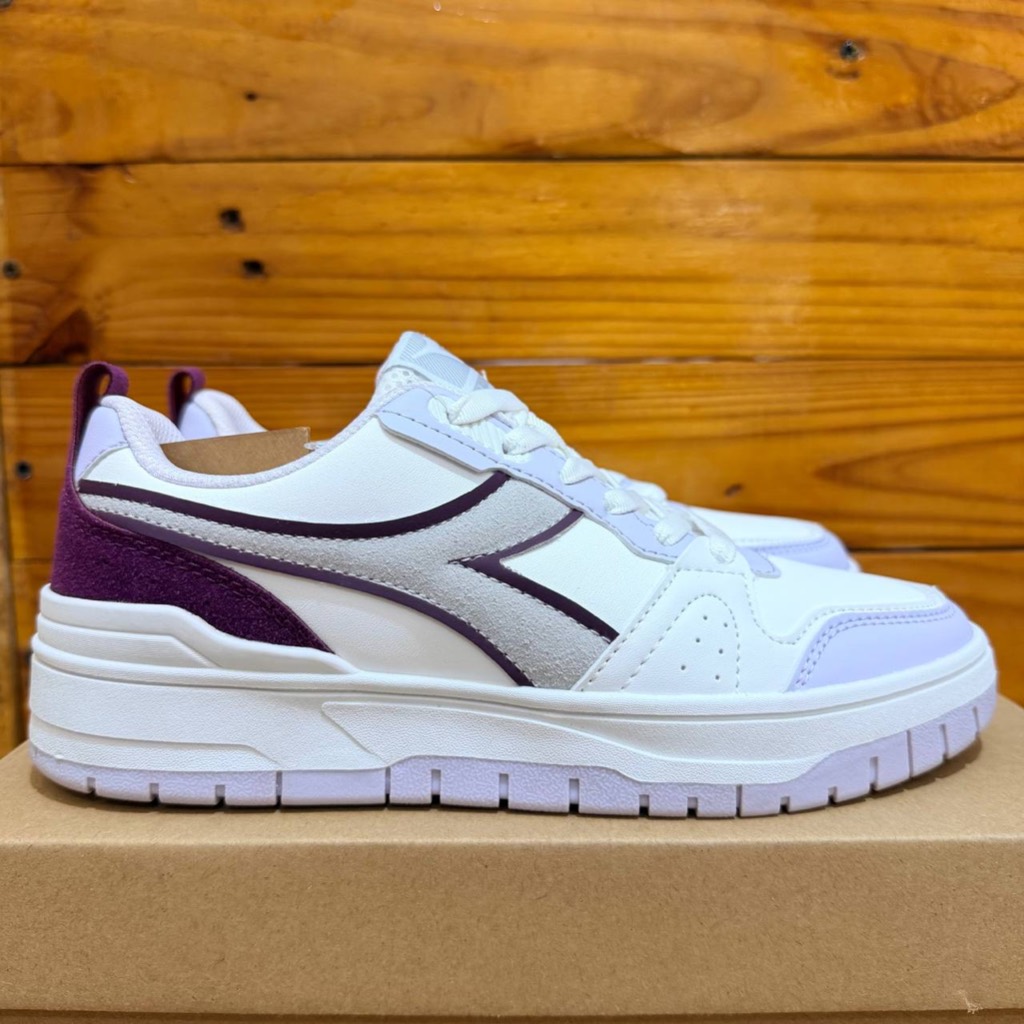 SEPATU DIADORA WANITA DIADORA NARO WHITE PURPLE SNEAKER CASUAL LEATHER COD ORIGINAL WOMEN