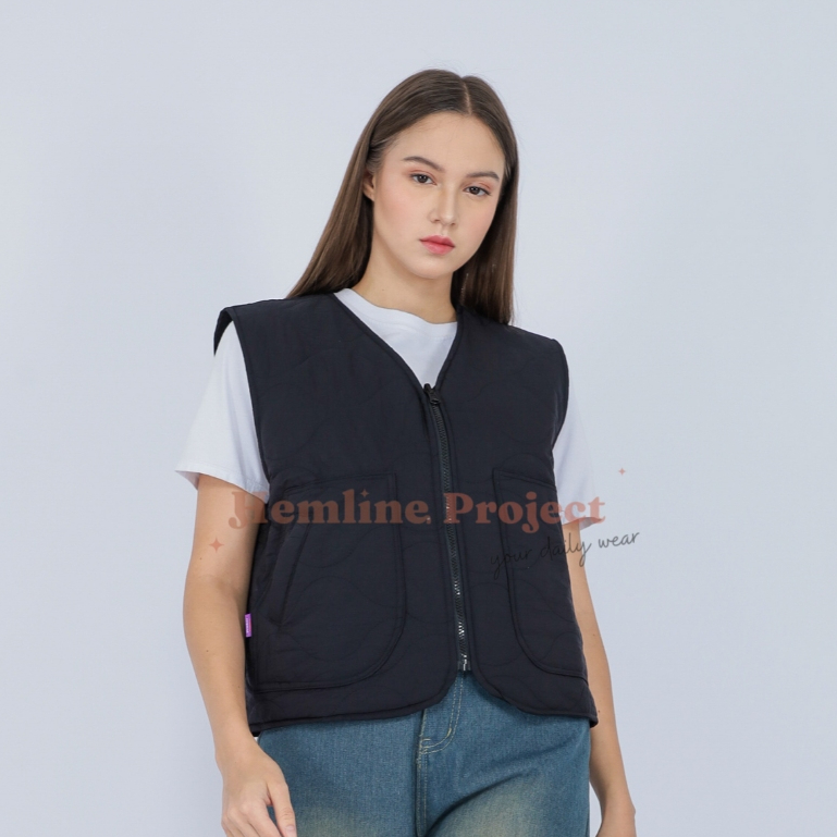 Mila Quilted Vest - Black