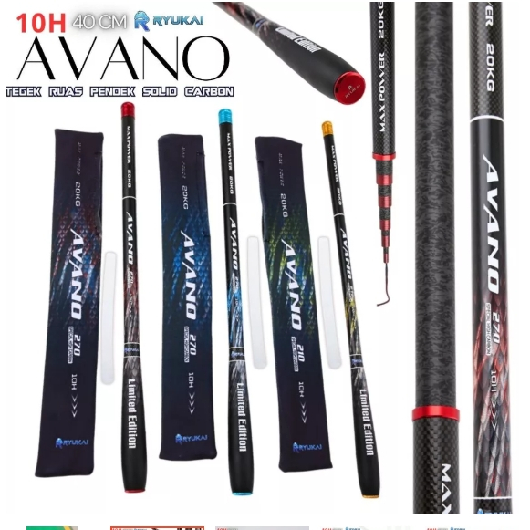 Joran Tegek Ryukai Avano 10H Drag Max 20kg Ruas Pendek 40cm Cocok Untuk Mancing Galatama atau Mancin